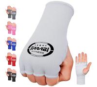 Farabi Sports Fasce da boxe, guanti a mezze dita con elasticità interna e senza imbottitura, per MMA, Muay Thai, sport da combattimento, kickboxing e arti marziali (White, S/M)