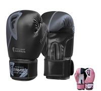 Farabi Sports Guantoni da Boxe 10-16 oz per Allenamento, Sparring, Kickboxing, MMA, Muay Thai - Guanti da Combattimento per Uomini e Donne (12-oz, Black)