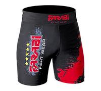 Farabi Sports MMA Short Vale tudo Compression Shorts Grappling Fight Training Match Compression Tight (Black/Red, M)