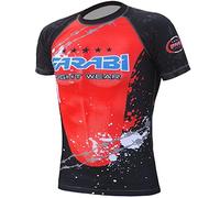 Farabi Sports Rash Guard Compression Layer Top Training MMA Kick Boxing Palestra Fitness Top (Black/Red, M)