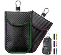 Faraday - Confezione da 2 custodie protettive per chiavi auto, con blocco del segnale, protezione RFID, antifurto, blocco RFID, per chiavi auto senza chiave (rosso + verde)