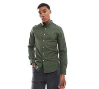 Farah - Brewer - Camicia Oxford slim fit a maniche lunghe verde bosco-Grigio XS