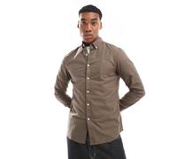 Farah - Brewer - Camicia Oxford slim fit a maniche lunghe verde kaki XS