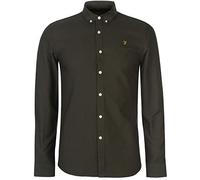 Farah Brewer Slim Fit Cotton Oxford Shirt Camicia, Evergreen, L Uomo