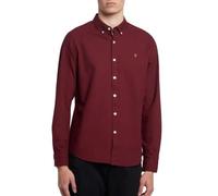 Farah Brewer-Camicia in Cotone Oxford, Bordeaux, XL Uomo