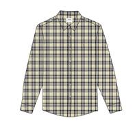 Farah Camicia a Maniche Lunghe da Uomo in Cotone Biologico a Quadri, S, Grigio Betulla