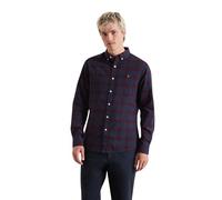 Farah Camicia a Maniche Lunghe in Cotone Bio Brewer a Quadri da Uomo, XL, Bordeaux
