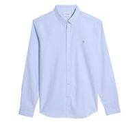 Farah Brewer-Camicia a Righe in Cotone Oxford Slim Fit, Blu Cielo, S Uomo