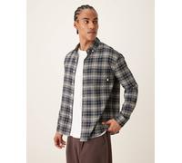 Farah - Sands - Camicia a maniche lunghe in flanella blu navy a quadri con logo M