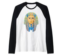 Faraone Egiziano King Tut Tutankhamen Design Distressed Maglia con Maniche Raglan