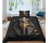 Faraone Microfibra Copripiumino,3D Set Di Biancheria Da Letto Per 2 Pezzi Cultura dell'Antico Egitto Copripiumino Con Motivo,incluso Copripiumino E Federe Per Adulti E Ragazzi Bedding Single 135x200cm