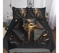 Faraone Microfibra Copripiumino Lenzuola Letto Motivo Per Bambini Adulto Set Biancheria,Matrimoniale Con 3 Pezzi Cultura dell'Antico Egitto Copripiumino,Anti-acaro Facile Da Curare Double（200x200cm）