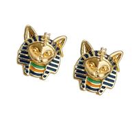 Faraoni egiziani gatti, orecchini artistici smaltati, orecchini dorati, accessori, gioielli per pelli sensibili, bigiotteria