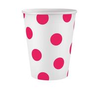 Farbe Magenta Polka Dots Pappbecher (6 Stücke) 250 ml