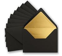 FarbenFroh by GUSTAV NEUSER 50 buste da lettera, fodera interna dorata, formato DIN C5, 156 x 220 mm, adesivo umettabile, lembo a punta, nero