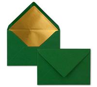 FarbenFroh by Gustav Neuser - 50 buste per lettere, formato B6, con rivestimento interno dorato, incollaggio a umido, 12,5 x 17,6 cm, colore verde scuro