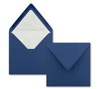 FarbenFroh by GUSTAV NEUSER - 50 buste quadrate, 16 x 16 cm, blu scuro (blu) con fodera in seta bianca, buste senza finestra e colla umettabile, per biglietti di invito per matrimoni e compleanni