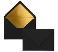 FarbenFroh by GUSTAV NEUSER - 500 buste per lettere, formato B6, con rivestimento interno dorato, incollaggio a umido, 12,5 x 17,6 cm, colore: nero