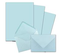 FarbenFroh by Gustav Neuser - Set di 25 fogli di carta da lettere opaca, formato DIN A4, con buste in formato C6, incollaggio a umido, colore: azzurro