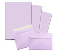 FarbenFroh by Gustav Neuser - Set di 25 fogli di carta da lettere opaca formato DIN A4, con buste in formato C6, chiusura adesiva, colore: lilla