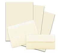 FarbenFroh by Gustav Neuser - Set di 50 fogli di carta da lettere opaca formato DIN A4 con buste formato DIN lungo, con chiusura adesiva, colore: vaniglia (crema)