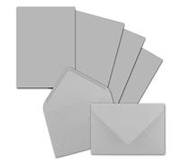 FarbenFroh by Gustav Neuser - Set di 75 fogli di carta da lettere opaca, formato DIN A5, con buste in formato C6, incollaggio a umido (grigio), colore grigio chiaro