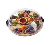 Farberware Build-a-Board - Tagliere con cinque scomparti e coperchio trasparente per salumi, snack e altro, in bambù