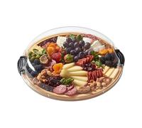 Farberware Build-a-Board - Tagliere con scomparto singolo e coperchio trasparente per salumi, snack e molto altro ancora. Take it Take it Enjoy it, 35,5 cm rotondo, in bambù