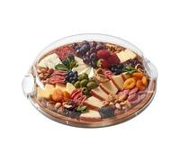 FARBERWARE Build-a-Board - Tagliere con scomparto singolo e coperchio trasparente per salumi, snack e molto altro ancora. Take it Take it Enjoy it, 35,5 cm rotondo, acacia