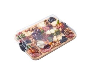Farberware Build-a-Board Tagliere con tre scomparti e coperchio trasparente per salumi, snack e altro, Acacia, 40,5 cm