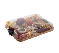 Farberware Build-a-Board, Tagliere in bambù con scomparti e coperchio con chiusura trasparente, per salumi, snack, 28 x 35,5 cm