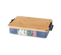 Farberware Build Snacklebox - Vassoio da portata con coperchio in bambù e coperchio, contenitore portatile con scomparti per salumi e altro, naturale