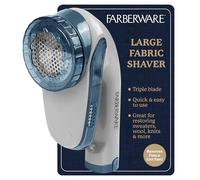 Farberware - Rasoio levapelucchi per tessuti, a batteria, con tripla lama per vestiti, maglioni, per rimuovere peli, palline di lanugine, pelucchi per vestiti, divani, mobili (blu, grande)