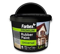 FARBEX Gomma Liquida Guaina Liquida Interni Esterni - 1,2 kg - Nero | Gomma liquida impermeabilizzante per tetti, balconi, zoccolatura, cemento, legno, metallo, plastica - elastica, anti UV