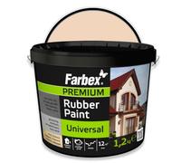 FARBEX Vernice Gommata Liquida Impermeabilizzante - Rivestimento Elastico per Interni/Esterni su Cemento, Legno, Metallo e Piastrelle, 1,2 kg Beige - Protegge da Umidità e Crepe