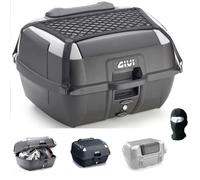 farbrothersonline COMPATIBILE CON HONDA FORZA 350 BAULETTO MONOLOCK+PIASTRA+RETE+SCHIENALE GIVI PER 2 CASCHI INTEGRALI-JET 43LT UNIVERSALE PER MOTO E SCOOTER CON PORTAPACCHI INSERTI GRIGI