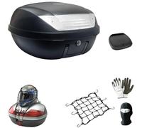 farbrothersonline COMPATIBILE CON SUZUKI BURGMAN 650 EXECUTIVE ABS BAULETTO VALIGIA BAULE 52 LT NERO+PIASTR MANIGLIA PER PORTAPACCHI MOTO-SCOOTER PER 2 CASCHI INTEGRALI-JET-MODULARI UNIVERSALE SIFAM