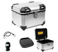 farbrothersonline COMPATIBILE CON SYM ADX 125 BAULETTO VALIGIA BAULE 38 LT COLORE ALLUMINIO+PIASTRA PER PORTAPACCHI MOTO-SCOOTER 2 CASCHI DEMIJET O 1 MODULARE-INTEGRALE UNIVERSALE