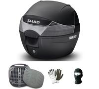 farbrothersonline COMPATIBILE CON SYM SYMPHONY 125 S BAULETTO VALIGIA BAULE SHAD 34 LT+SECURE LOCK SISTEM+PIASTRA INCLUSA PER PORTAPACCHI MOTO E SCOOTER UNIVERSALE PER TUTTI I CASCHI