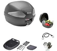 farbrothersonline COMPATIBILE CON VESPA 50 LX 4T BAULETTO VALIGIA BAULE B29NT2 TECH+PIASTRA GIVI PER 1 CASCO INTEGRALE O JET 29LT INSERTI TRASPARENTI PER MOTO-SCOOTER CON PORTAPACCHI POSTERIORE