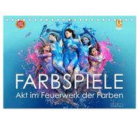 FARBSPIELE - Akt im Feuerwerk der Farben (Tischkalender 2026 DIN A5 quer), CALVENDO Monatskalender: Bodypaintings, kunstvoller Aktfotografie