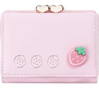 Farcauo Fragola Portafoglio da Donna Rosa Piccolo Donna Porta Carte Di Credito Mini Bambina Slim Portafoglio Ragazza