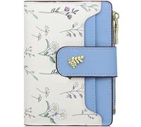 Farcauo Portafoglio Donna con Fiore Carino Blu Mini Portafoglio Donna Piccolo Carta di Credito Slim Portamonete in Pelle Squisita PU