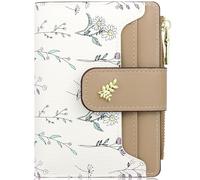 Farcauo Portafoglio Donna con Fiore Carino Marrone Mini Portafoglio Donna Piccolo Carta di Credito Slim Portamonete in Pelle Squisita PU