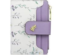 Farcauo Portafoglio Donna con Fiore Carino Viola Mini Portafoglio Donna Piccolo Carta di Credito Slim Portamonete in Pelle Squisita