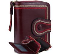 Farcauo Portafoglio Donna Piccolo Rosso Vintage Porta Carte Di Credito Bambina Slim Ragazza Mini Portafoglio Piccolo Donna