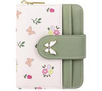 Farcauo Portamonete Donna Mini Kawaii Butterfly Portafoglio Donna Verde Portafoglio con Scomparto per carta d'identità e porta tessere