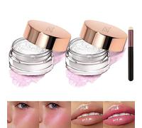 Fard che Cambia Colore 2PCS Color Changing Liquid Blush che Cambia Colore Balsamo Labbra Glossy Clear Blush Multi Use Waterproof Lipgloss Trucco Idratante Waterproof Lunga Durata con 1 Pennello Labbra