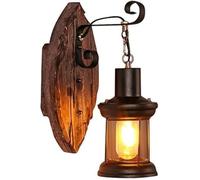 Fare clic sull'immagine per Aprire la Vista espansa Applique da Parete, Paralume in Metallo e Vetro Lanterna Applique da Parete Applique da Parete in Legno Industriale Lampada da Parete per Inter