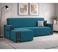 Farè - Copridivano con Penisola Impermeabile - Personalizzato su Misura per il tuo divano - Salvadivano COVER con chaise longue - Made in Italy - ARMOR blu